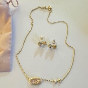 Loveshackfancy x Kendra Scott bow Gold Necklace and Earring Set